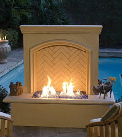 Archstone Firewall with Back Artisan Glass Edition Small Pebbles